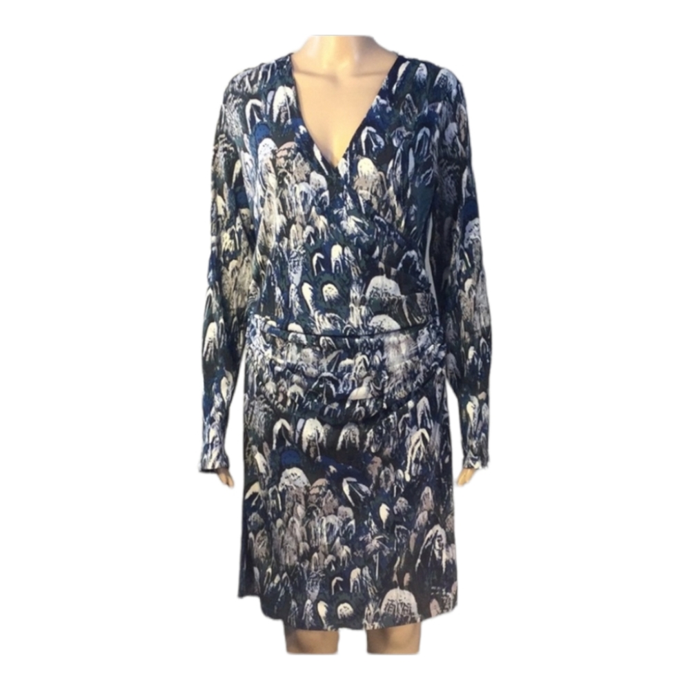 Jennifer Lopez Side Ruched Wrap Long Sleeve Dress Size Size M